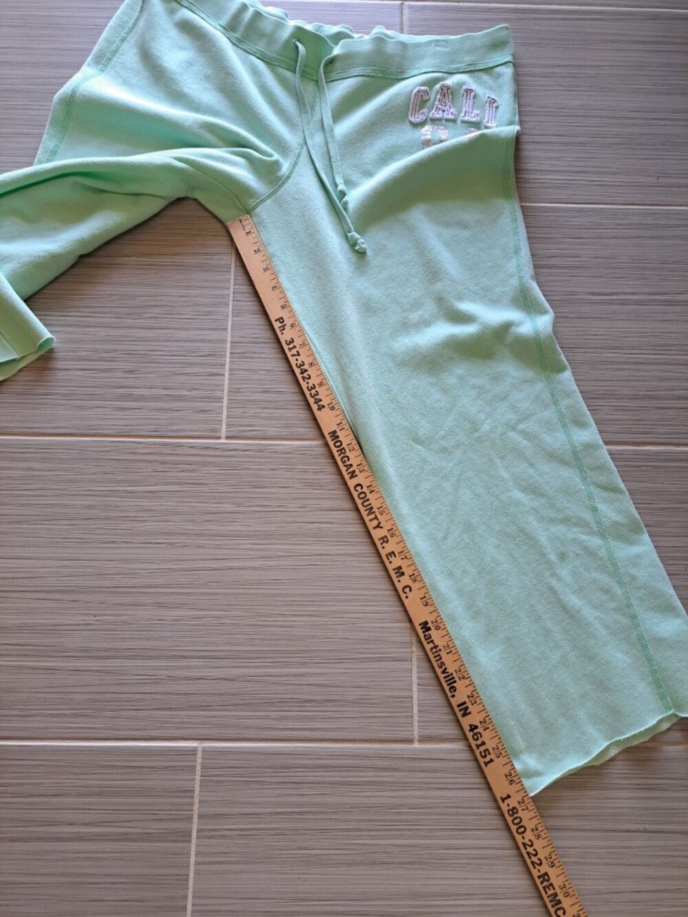 Y2K Mint Green Mossimo Supply Co. Cali 84 Lounge Pants XXL Spell Out College - Picture 11 of 12